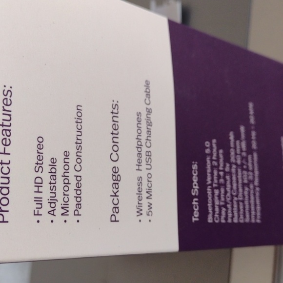 Polaroid Purple Wireless Headphones with Mic - Picture 3 of 4